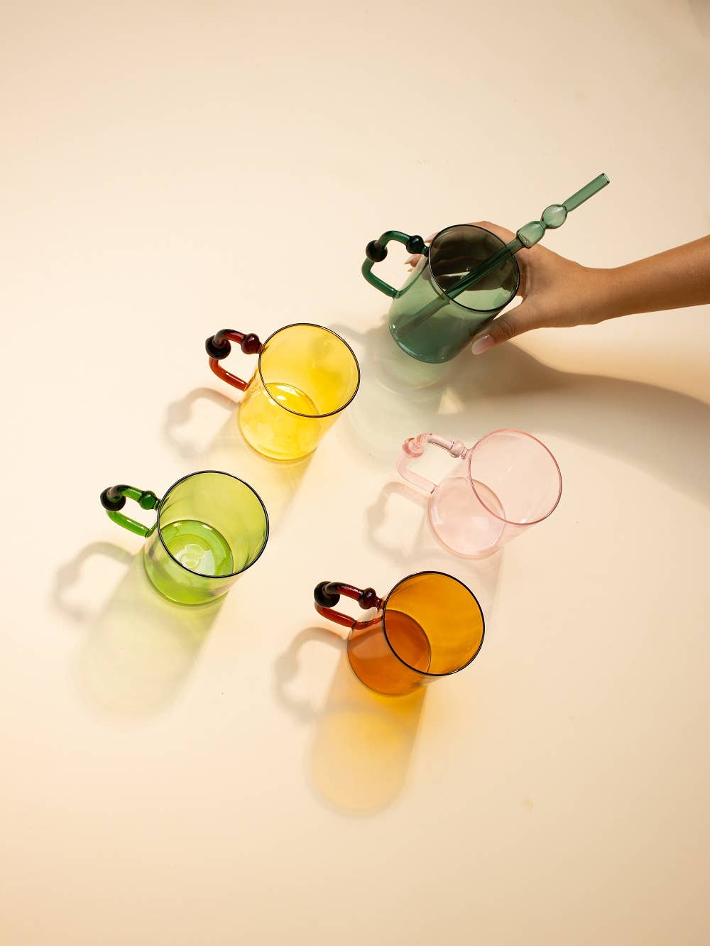 Casa Amarosa - Glass Straw -Green (Set of 6) , 8 x 1 Inches Casa Amarosa