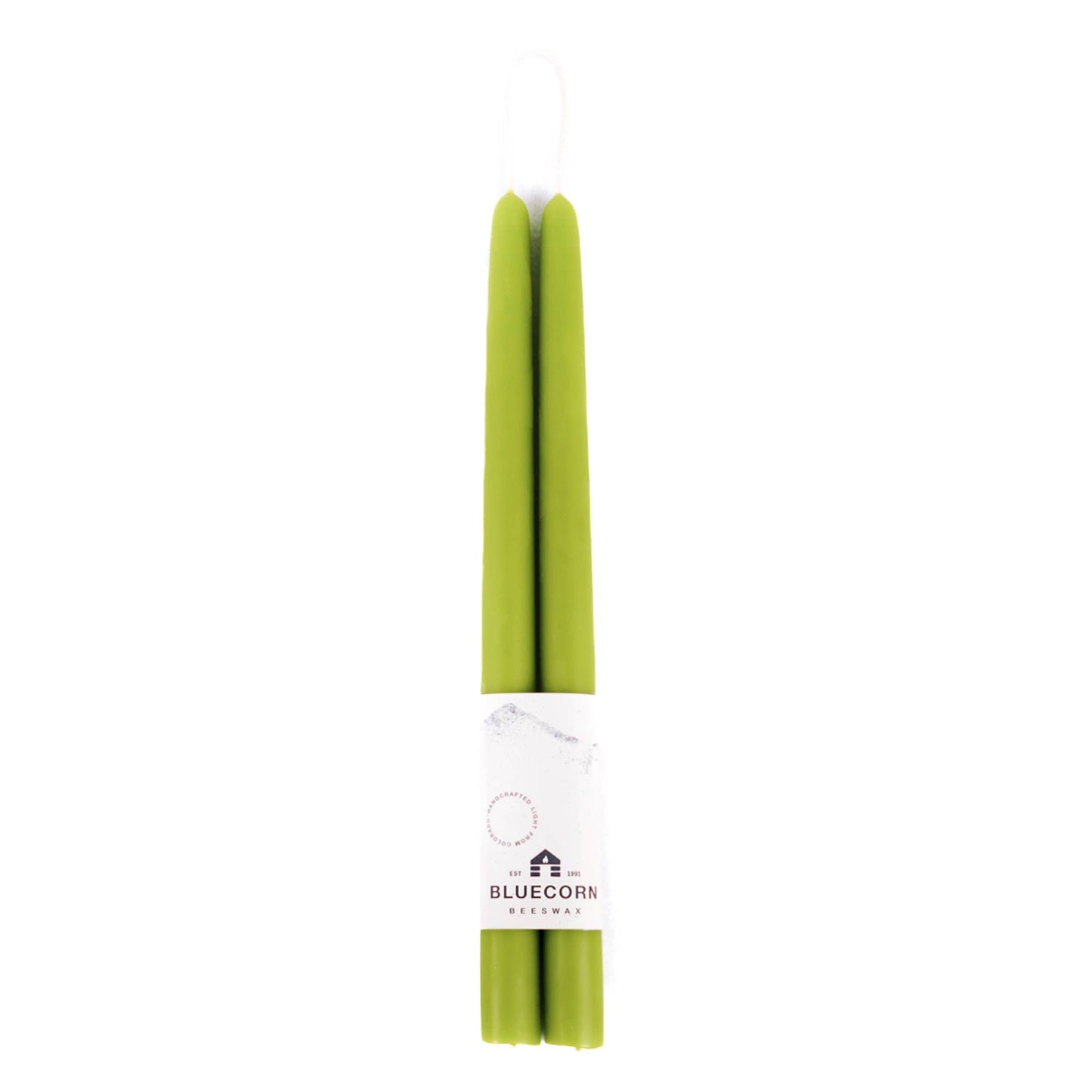 Pair of Hand-Dipped Beeswax Taper Candles: 8" / Ivory Bluecorn Candles