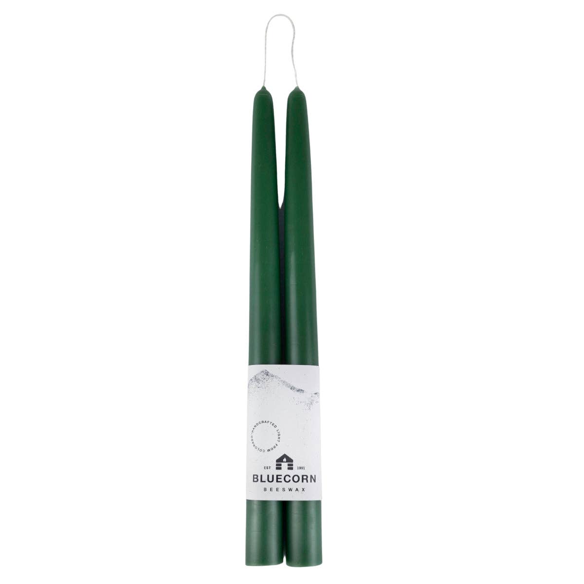 Pair of Hand-Dipped Beeswax Taper Candles: 8" / Pistachio Bluecorn Candles
