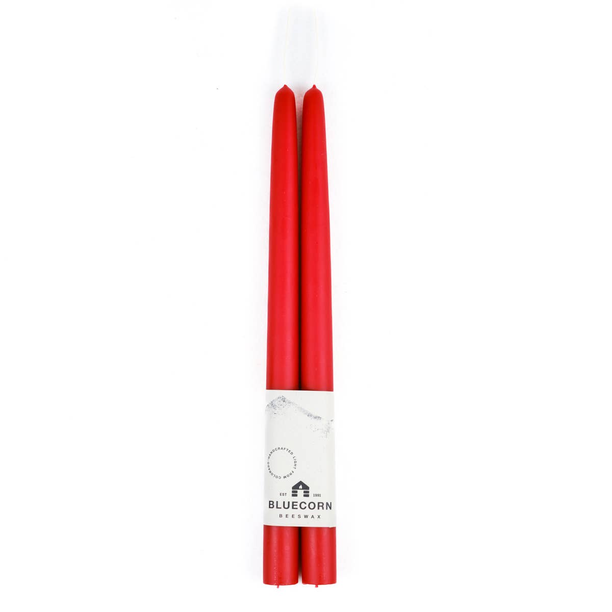 Pair of Hand-Dipped Beeswax Taper Candles: 8" / Ivory Bluecorn Candles