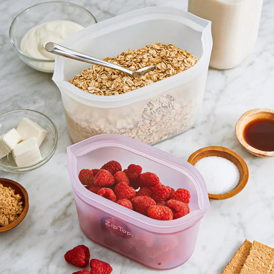 8 Set (2 Bag/3 Cup/3 Dish) - Peach Zip Top