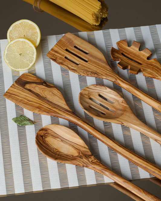 Handcrafted 5-Piece Olive Wood Kitchen Utensil Set Handcrafted Olivewood
