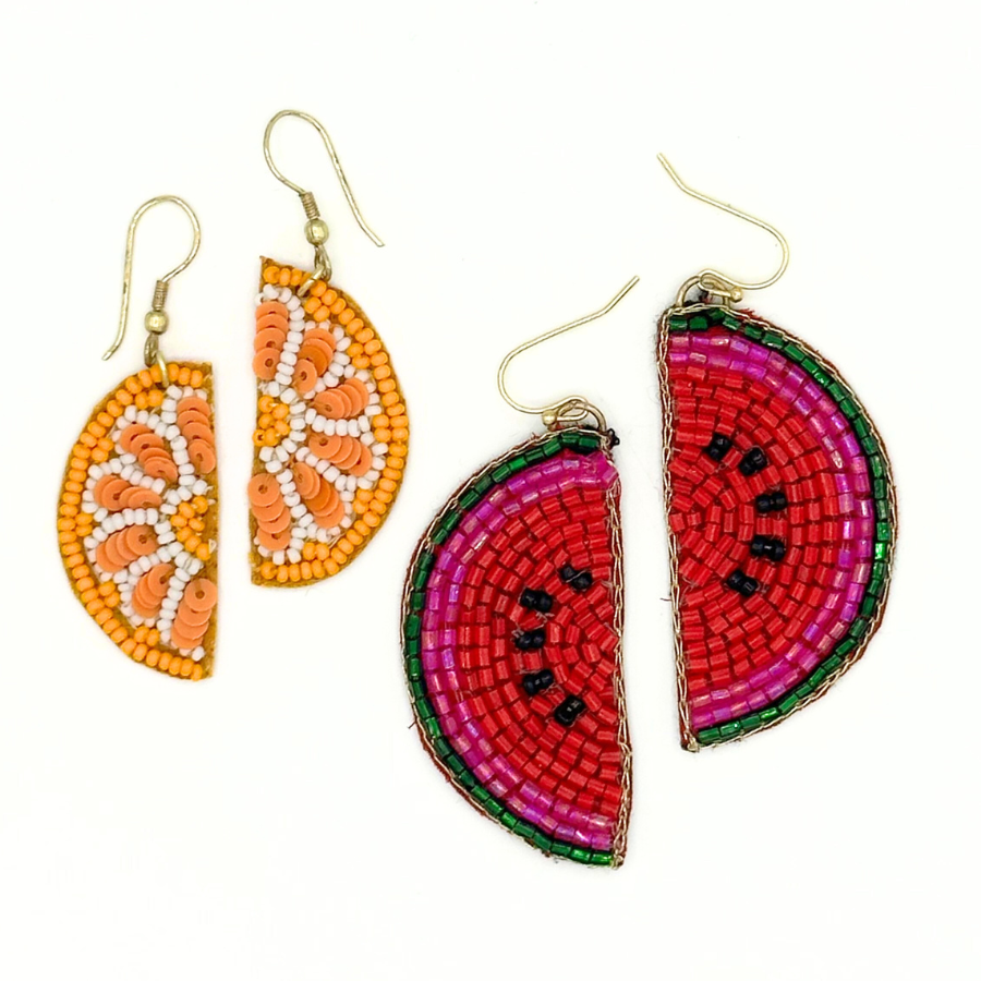 Beaded Fruit Earrings - Watermelon Fair Anita