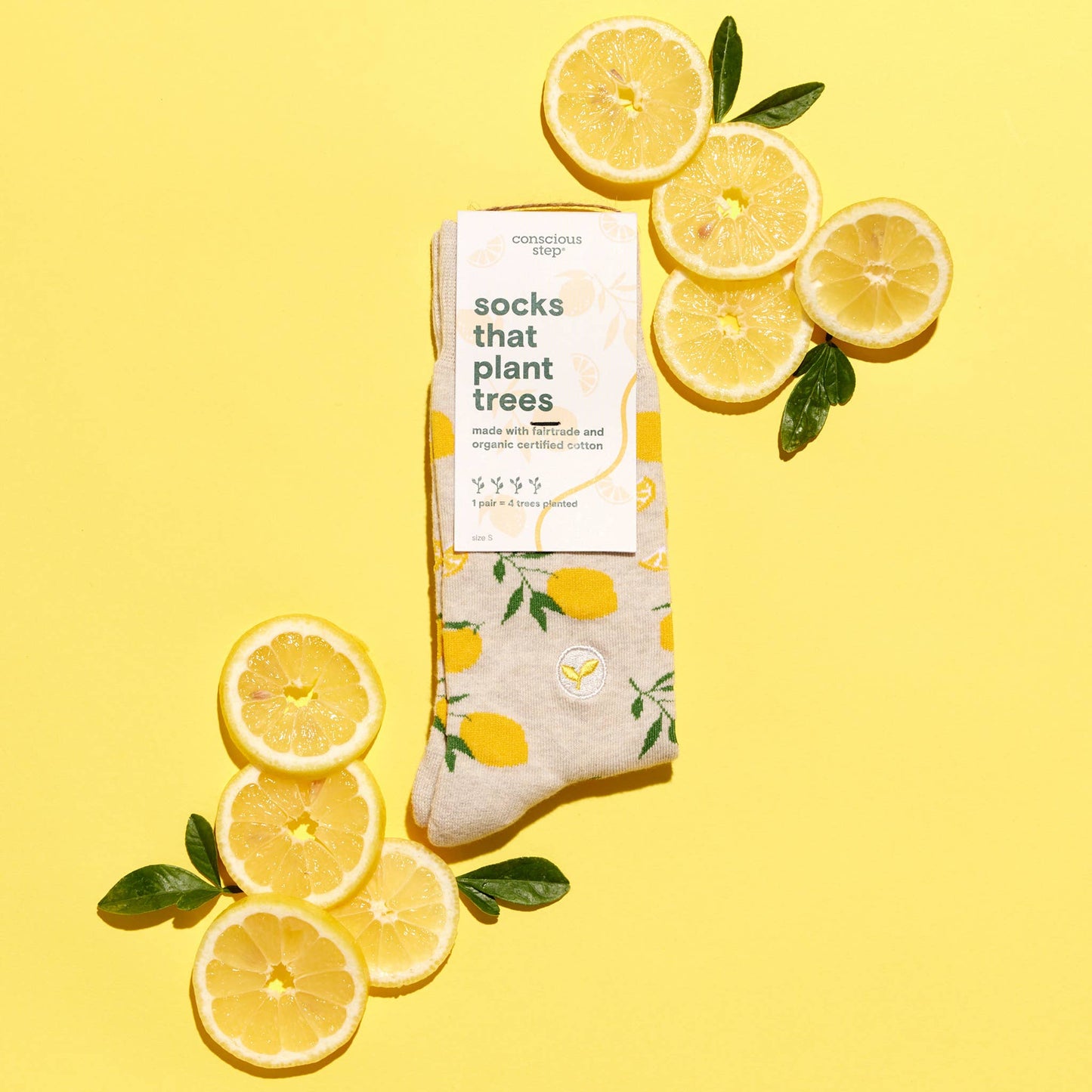 Socks that Plant Trees (Beige Lemons) Conscious Step