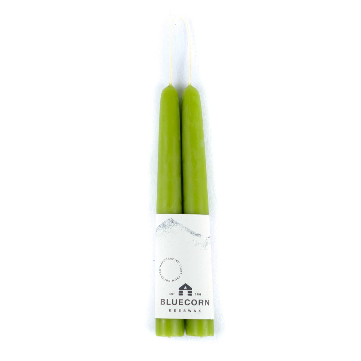 Pair of Hand-Dipped Beeswax Taper Candles: 8" / Ivory Bluecorn Candles