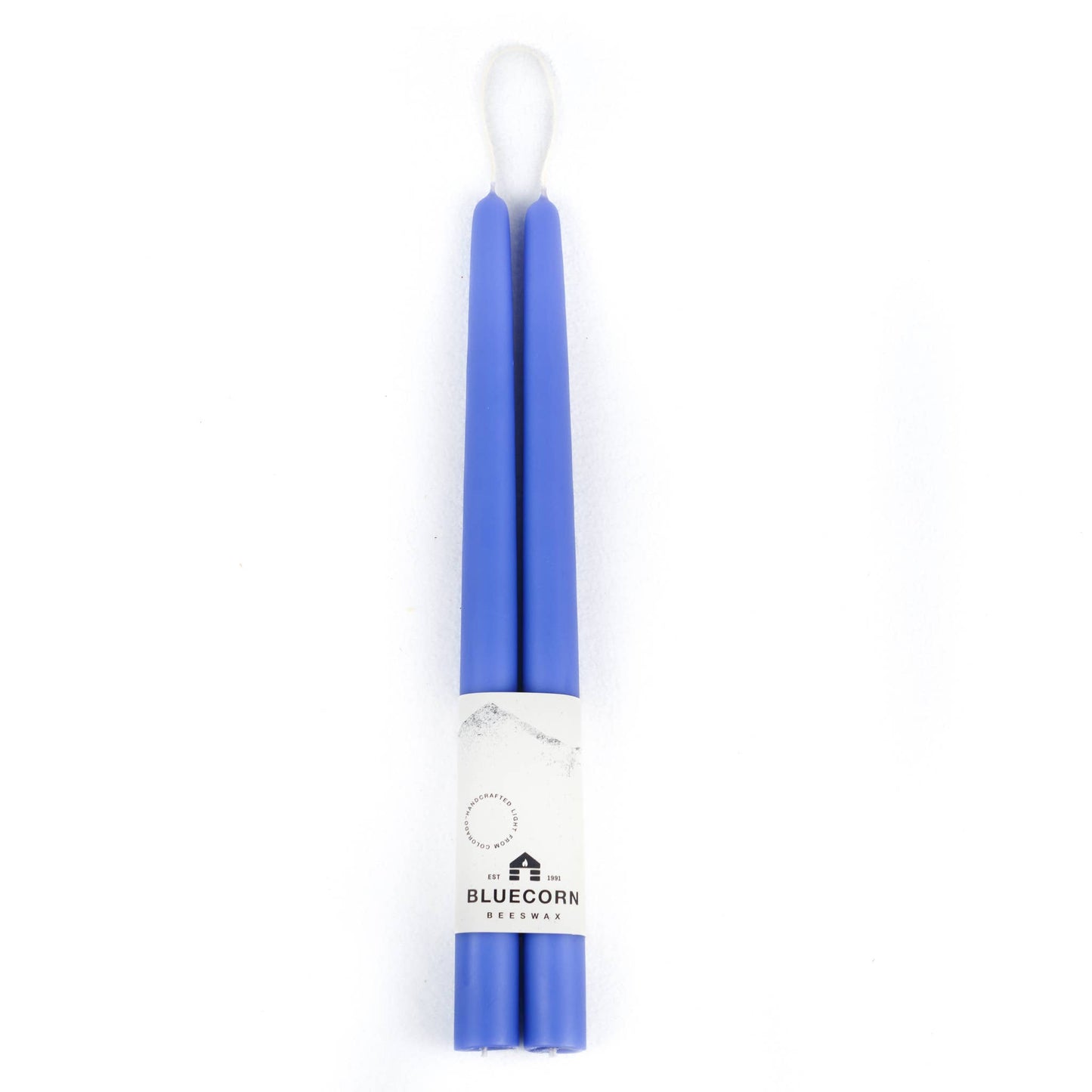 Pair of Hand-Dipped Beeswax Taper Candles: 8" / Ivory Bluecorn Candles
