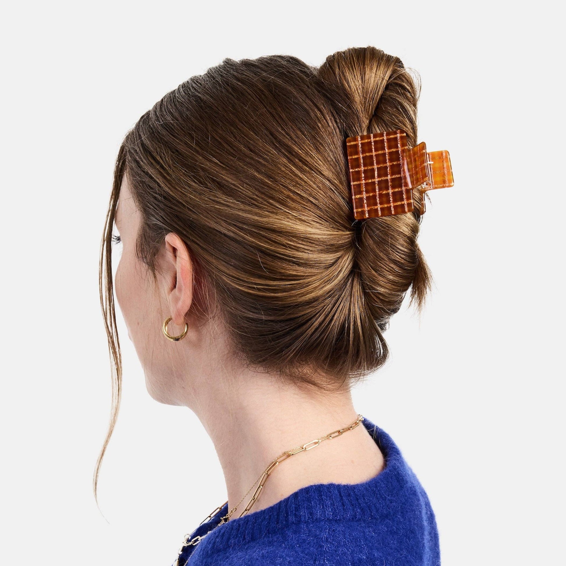 Midi Box Claw in Caramel Plaid CHUNKS
