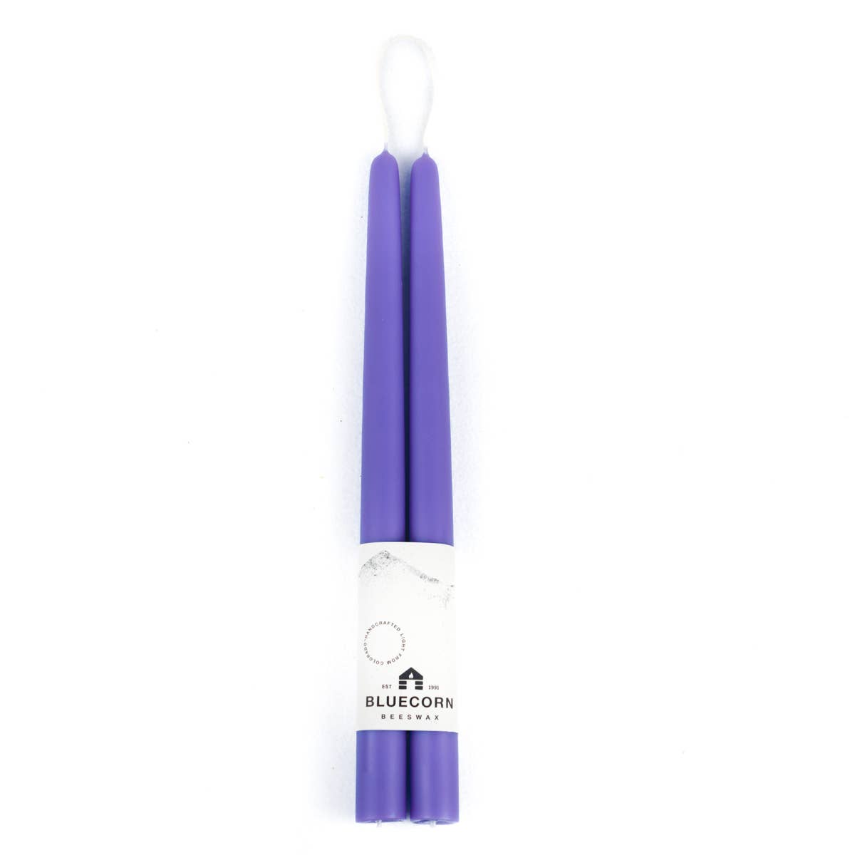 Pair of Hand-Dipped Beeswax Taper Candles: 8" / Ivory Bluecorn Candles