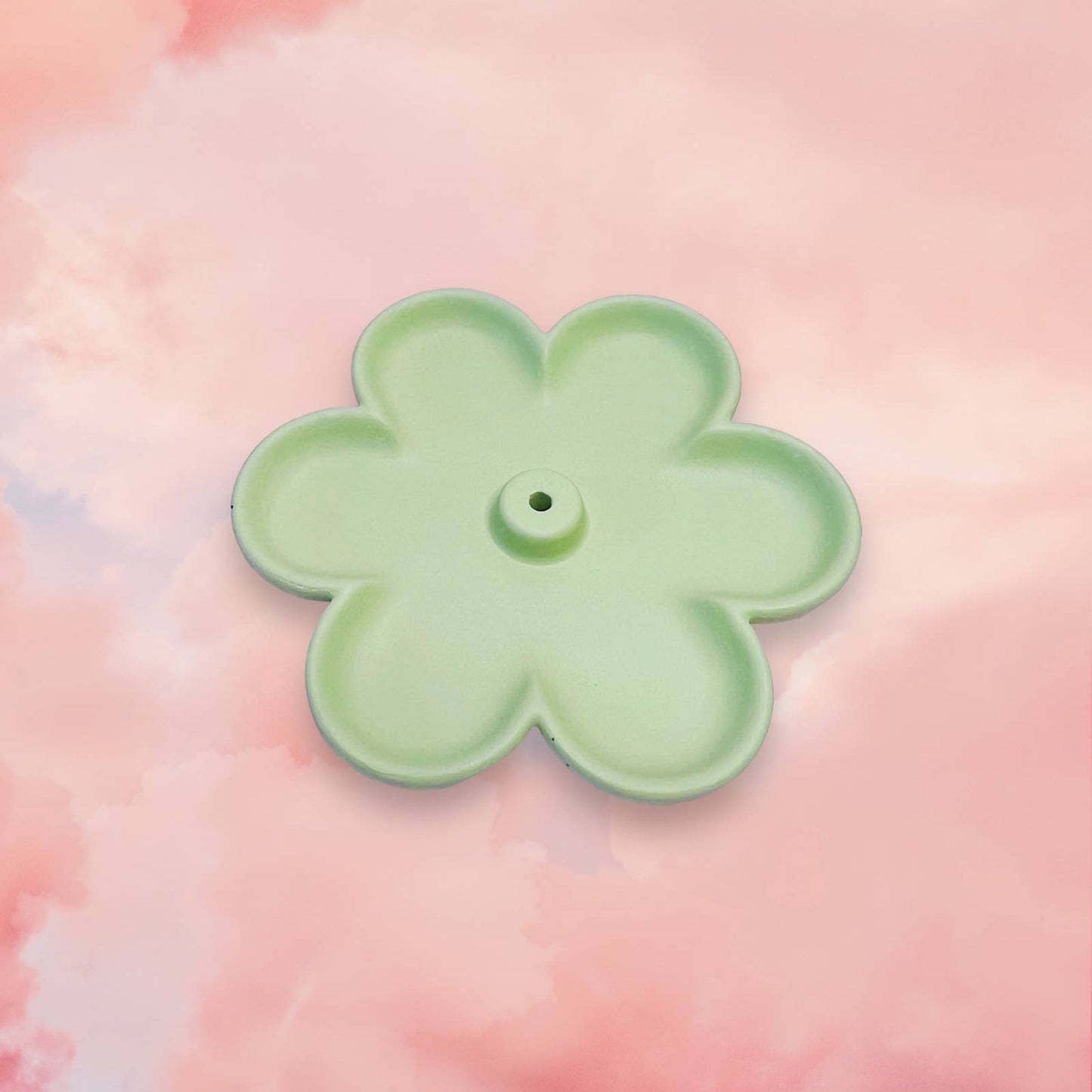 Fire and Moth Co - Colorful Concrete Flower Incense Holder: Matte / Sage Green Fire and Moth Co