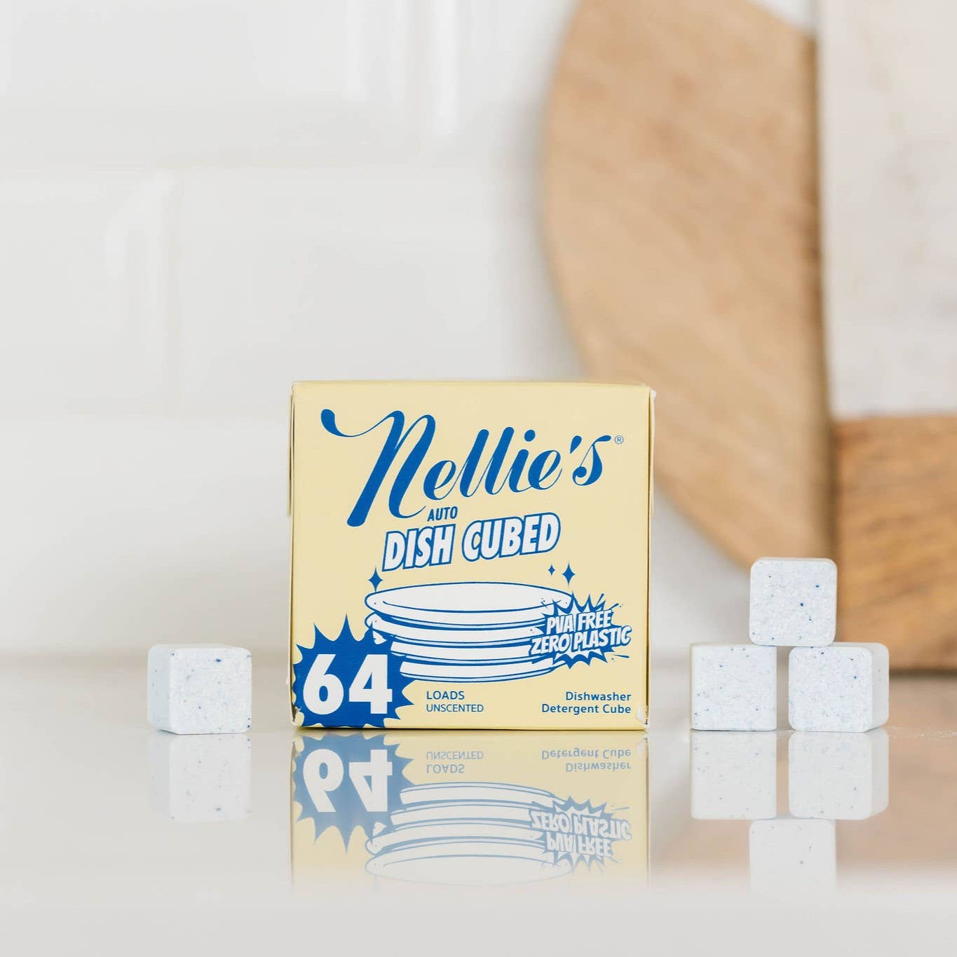 Dish Cubes, Pre-Measured Dishwasher Detergent 64 Load Nellie's Clean