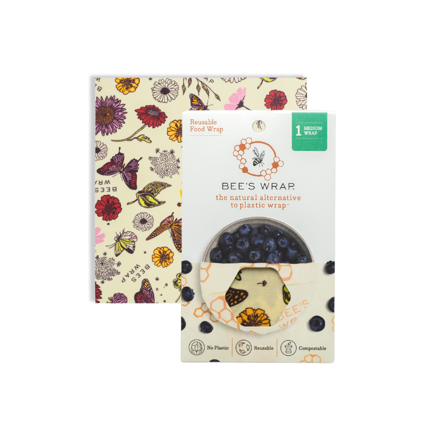 New! Single Medium - Meadow Magic, Vegan wax Bee's Wrap