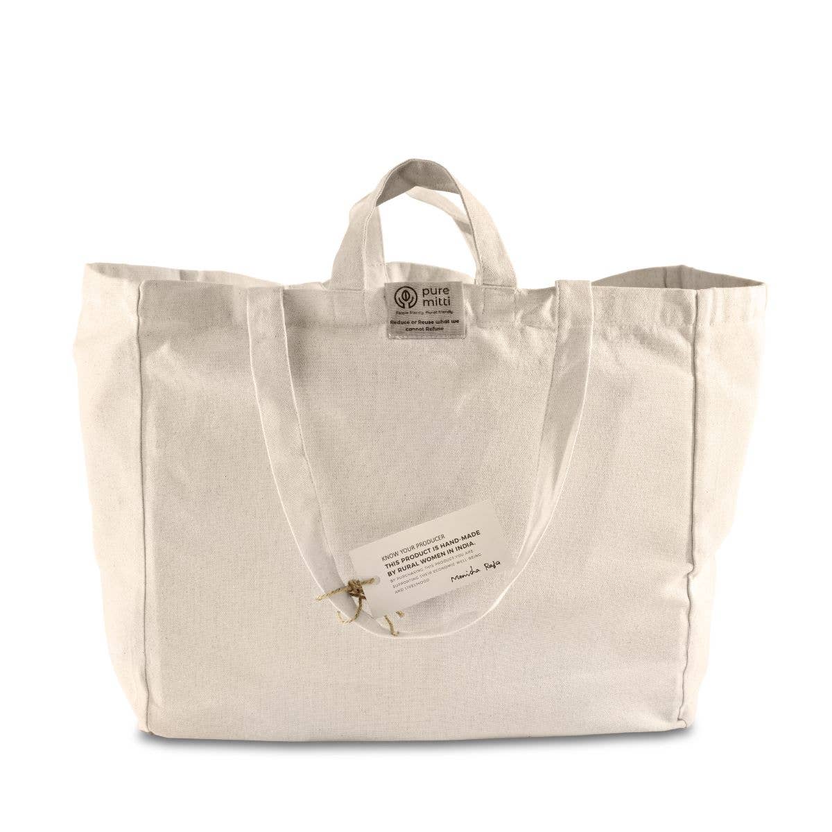 Multi-Pocket 100% Cotton Garden Tote – Natural