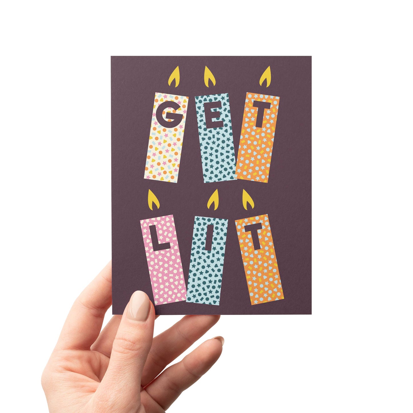 Confetti Get Lit Birthday Candles Greeting Card MASU