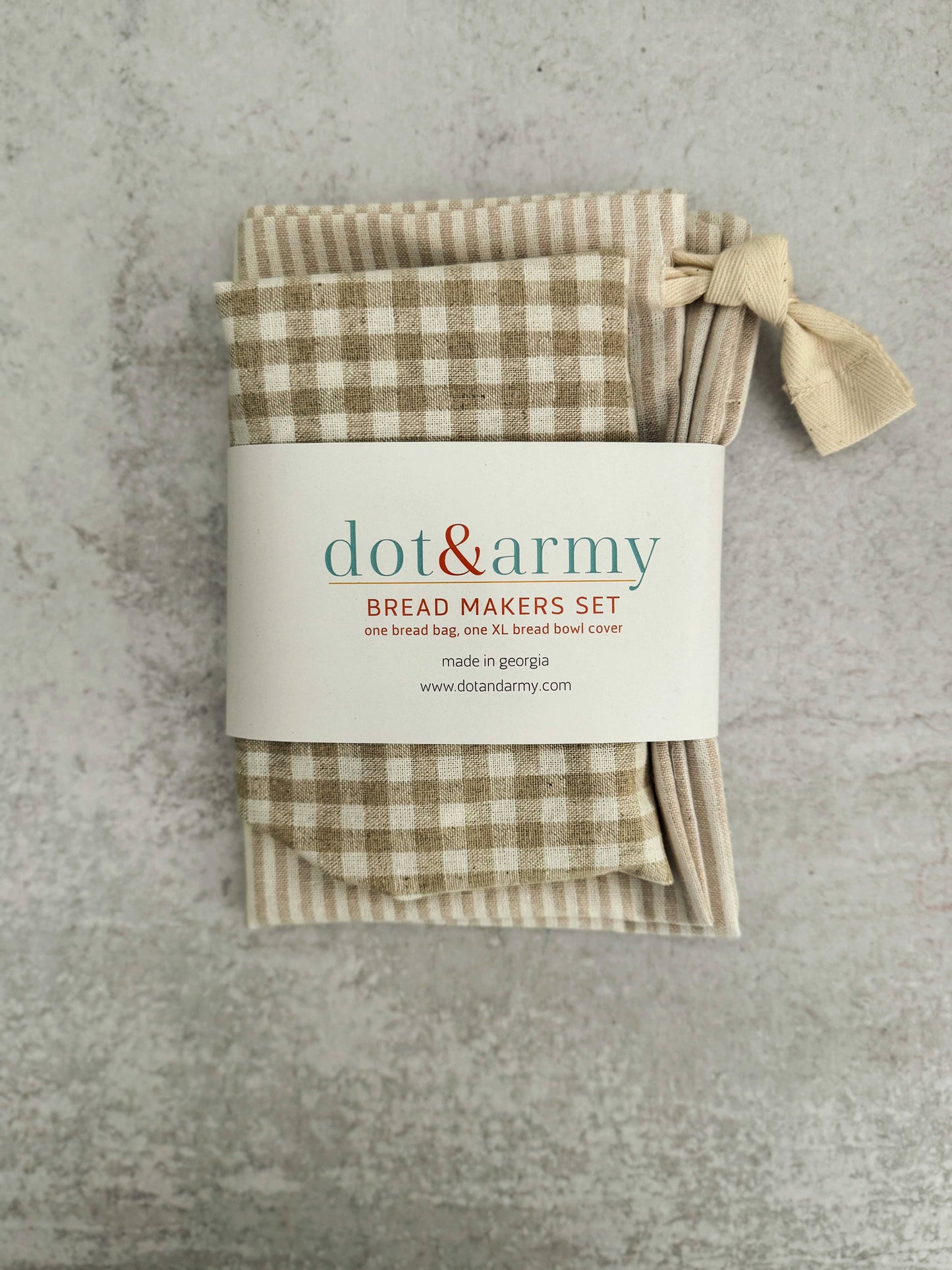 Stripe and Check Bread Makers Set, bread bag & bowl cover Dot and Army