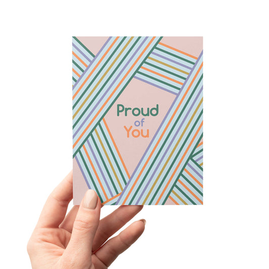 Proud of You Rainbow Stripe Encouragement Greeting Card MASU