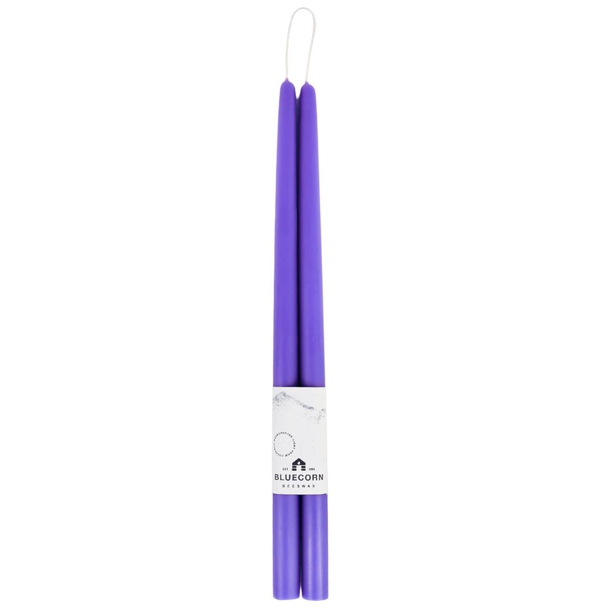 Pair of Hand-Dipped Beeswax Taper Candles: 8" / Ivory Bluecorn Candles