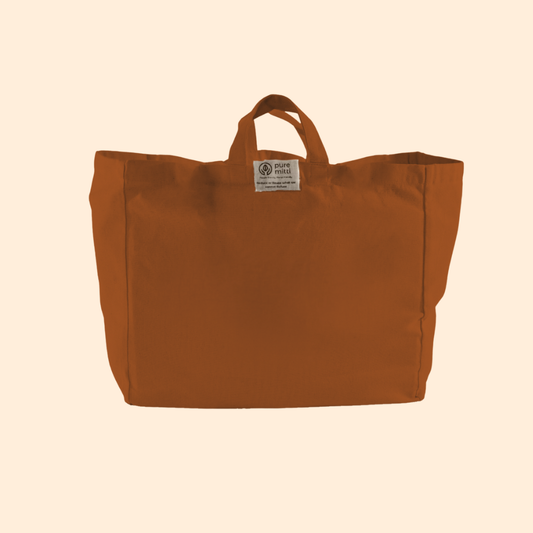 Sustainability Love:Multi-Pocket Cotton Tote Terracotta Pure Mitti