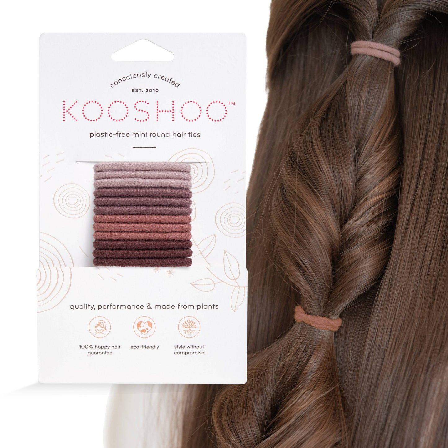Plastic-free Round Hair Ties - Mini 12-pack - Earth Tints KOOSHOO