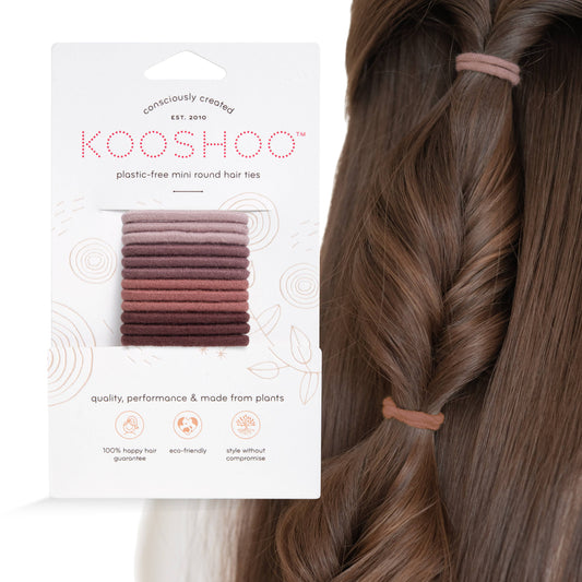 Plastic-free Round Hair Ties - Mini 12-pack - Earth Tints KOOSHOO