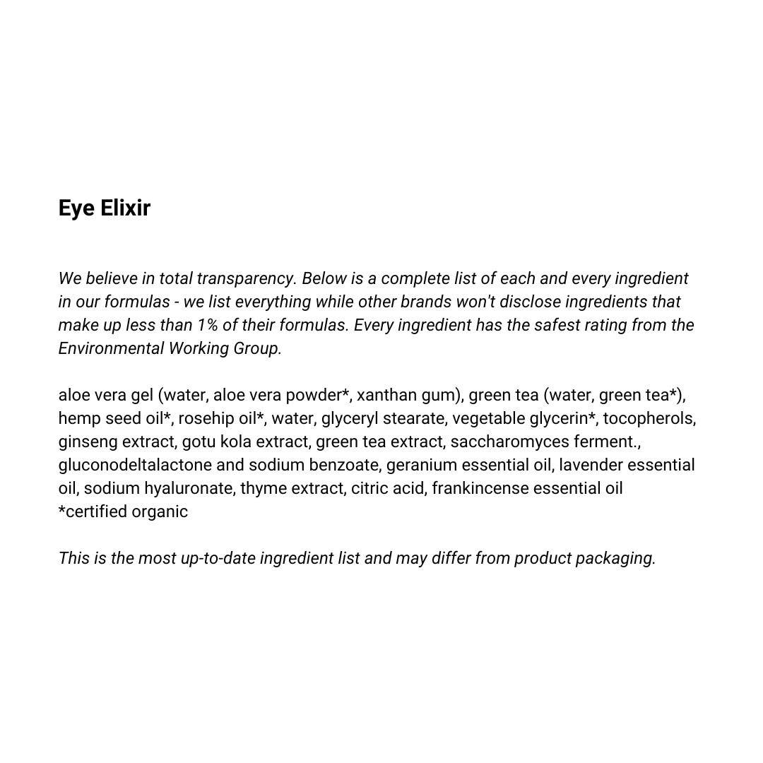 Eye Elixir | Under Eye Cream for Bags and Dark Circles Bright Body