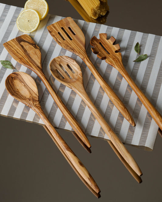 Handcrafted 5-Piece Olive Wood Kitchen Utensil Set Handcrafted Olivewood
