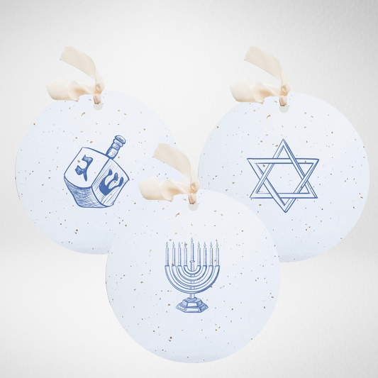Plantable Seed Gift Tags /Ornaments Set 3: Hanukkah Symbols Paper Baristas
