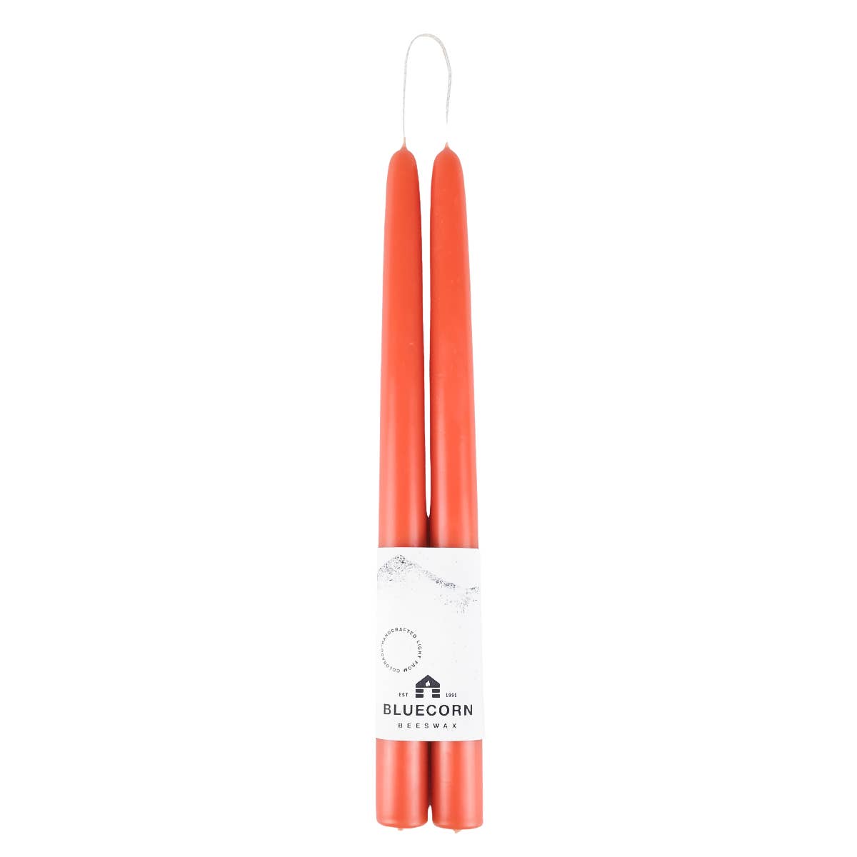 Pair of Hand-Dipped Beeswax Taper Candles: 8" / Ivory Bluecorn Candles