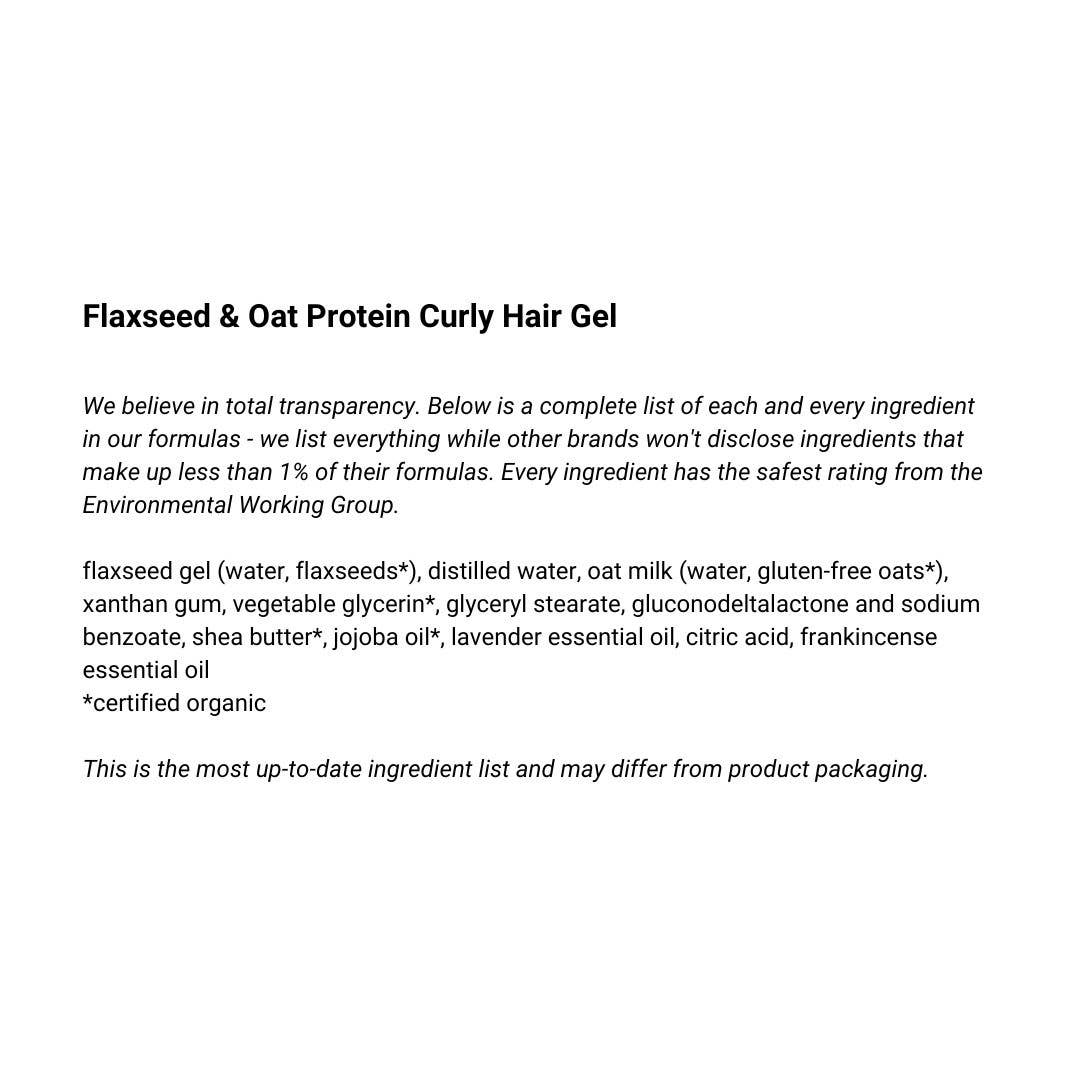 Flaxseed & Oat Protein Curly Hair Gel | Nontoxic Curl Gel Bright Body