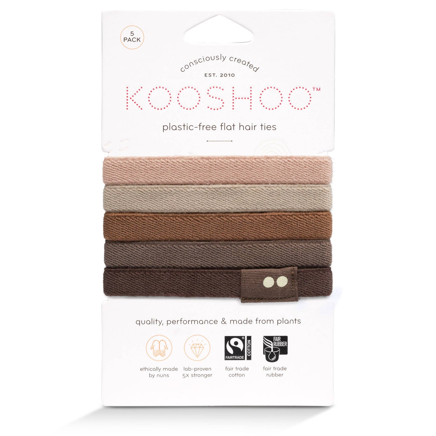 Plastic-free Flat Hair Ties - Earth Tints KOOSHOO