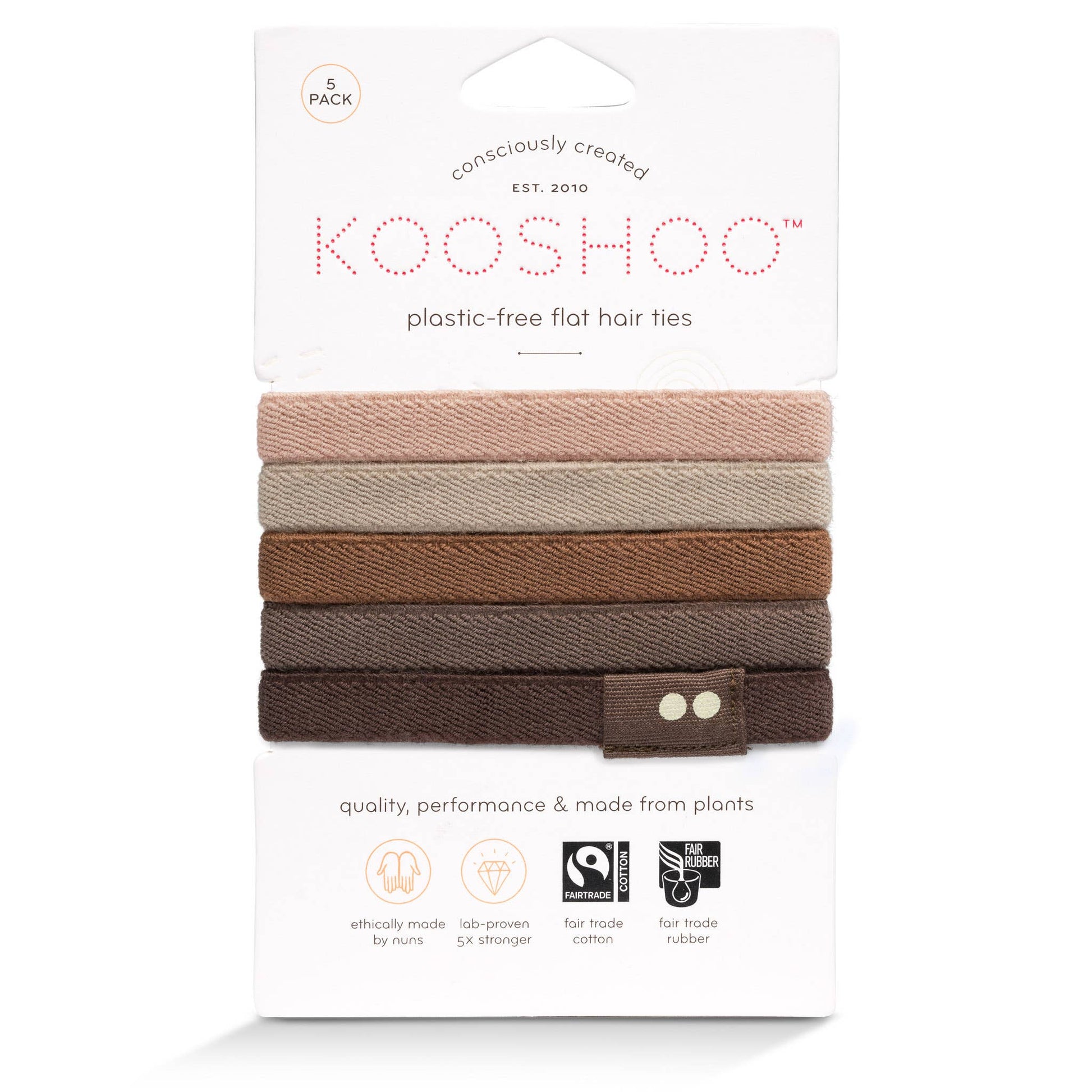 Plastic-free Flat Hair Ties - Earth Tints KOOSHOO