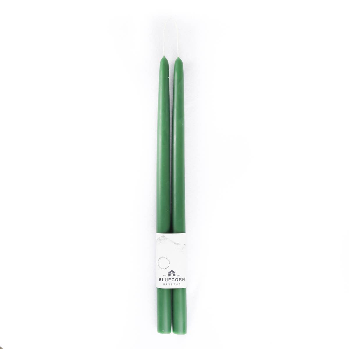 Pair of Hand-Dipped Beeswax Taper Candles: 8" / Pistachio Bluecorn Candles