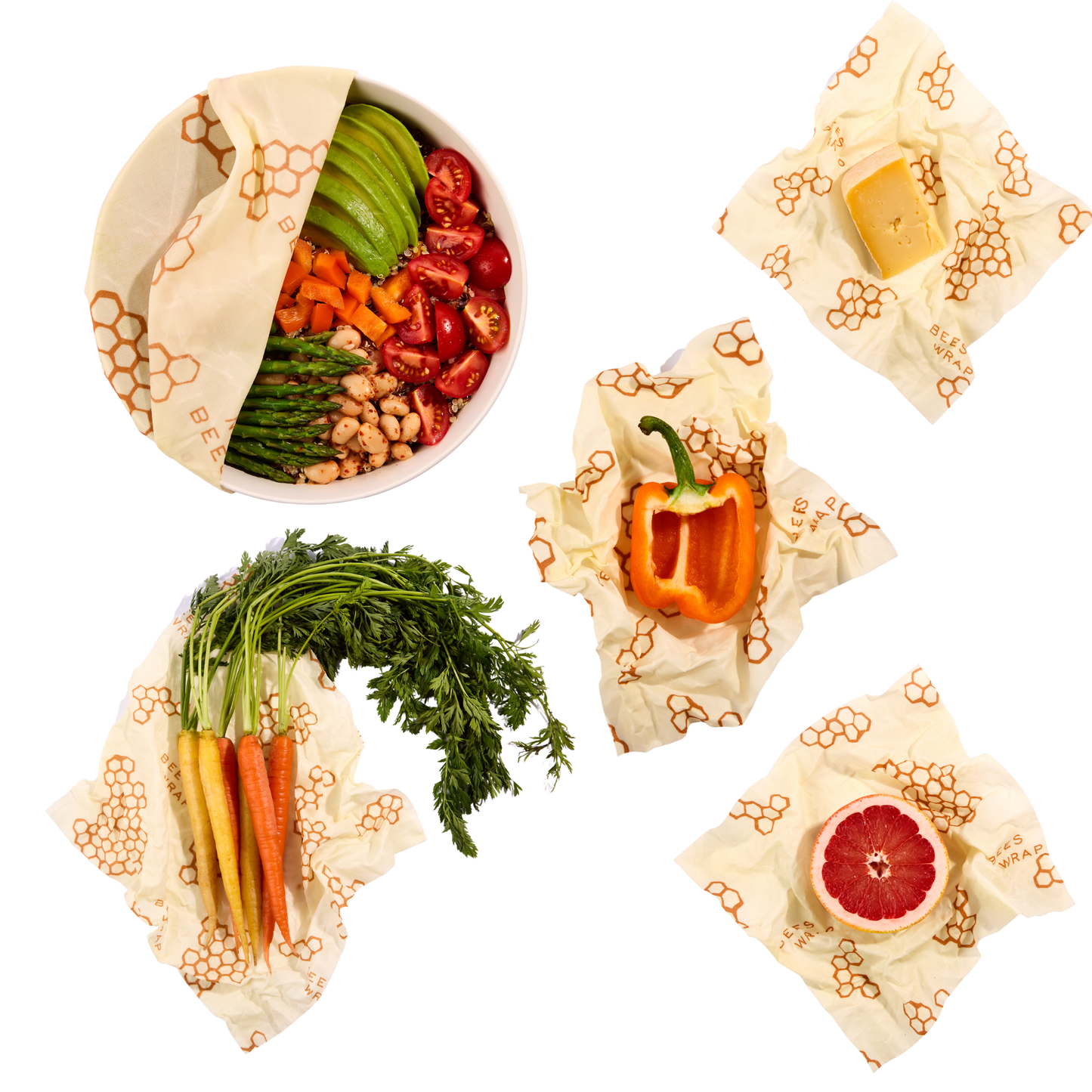 Bee's Wrap - New! Assorted 5 Pack - Honeycomb Bee's Wrap