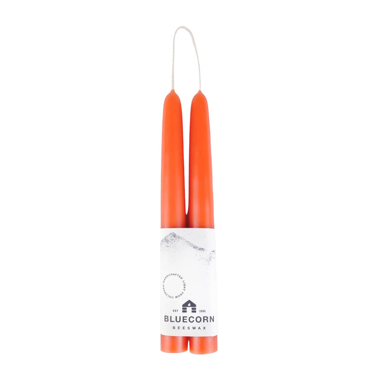 Pair of Hand-Dipped Beeswax Taper Candles: 8" / Ivory Bluecorn Candles