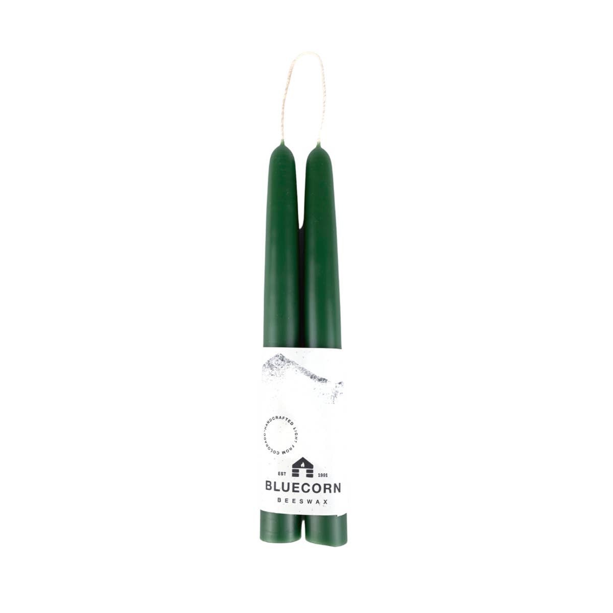 Pair of Hand-Dipped Beeswax Taper Candles: 8" / Pistachio Bluecorn Candles