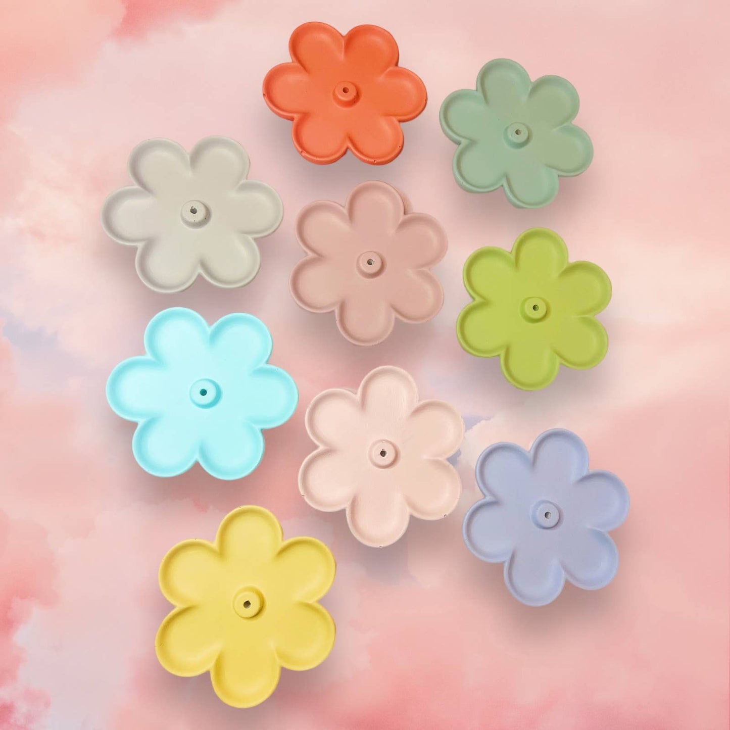 Fire and Moth Co - Colorful Concrete Flower Incense Holder: Matte / Sage Green Fire and Moth Co