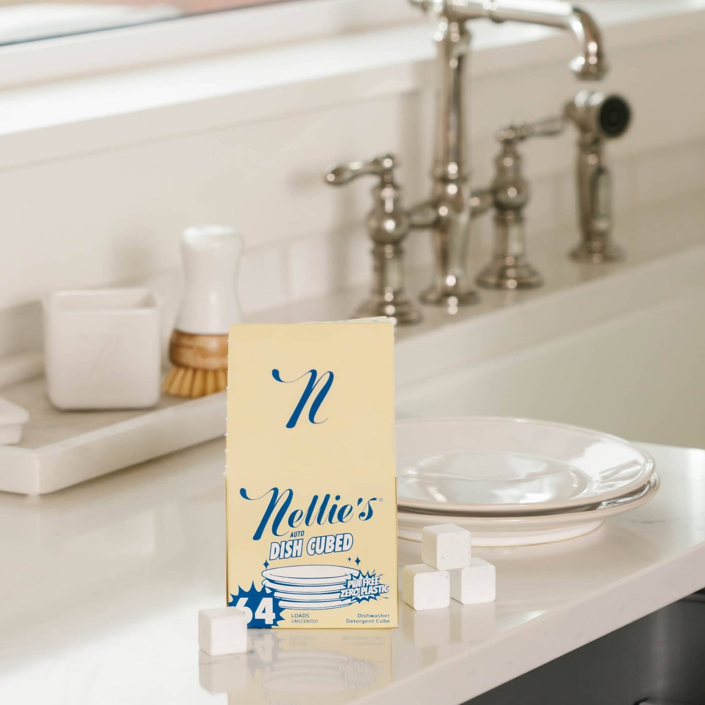 Dish Cubes, Pre-Measured Dishwasher Detergent 64 Load Nellie's Clean