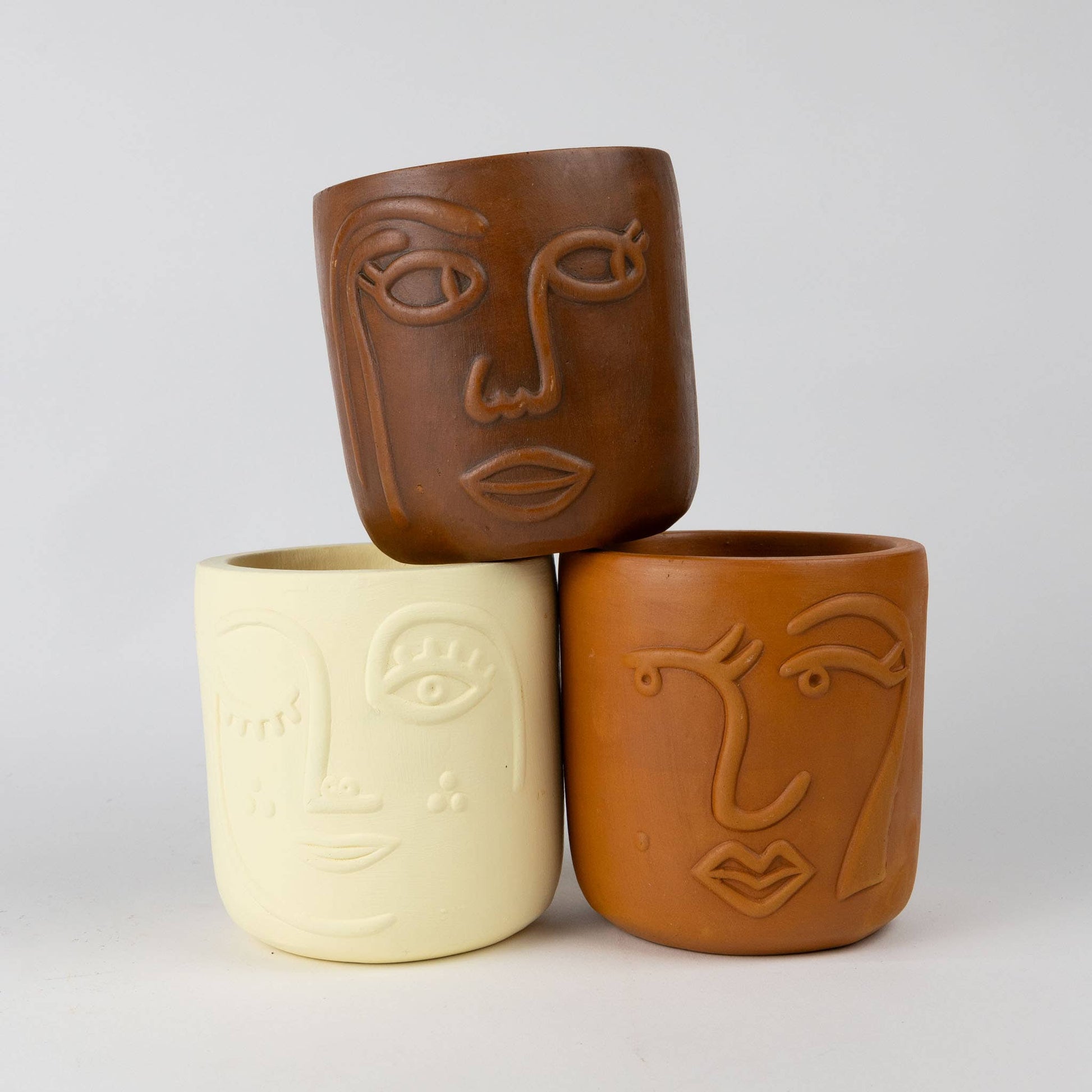 Ten Thousand Villages - Big Brown Eyes Terracotta Face Planter 4" Ten Thousand Villages