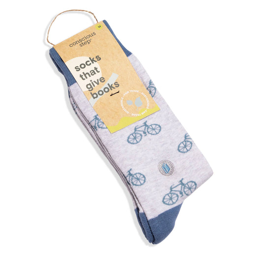 Socks that Give Books (Gray Bicycles) Conscious Step