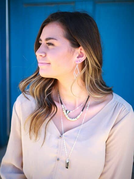 Rhombus Dangle Earrings - Silver Fair Anita