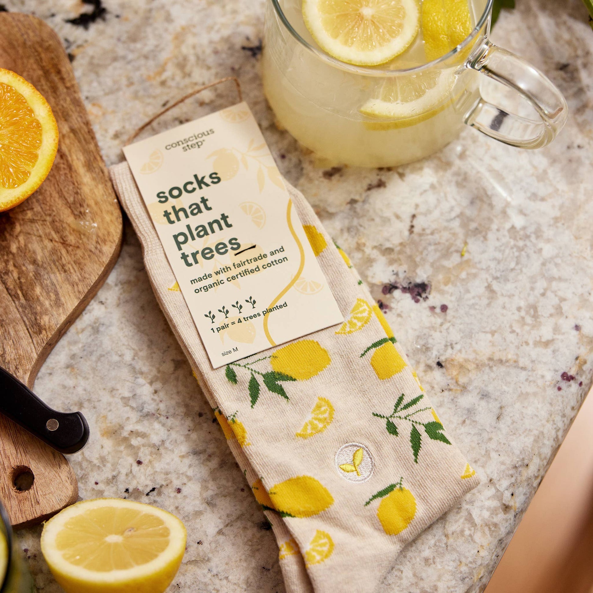 Socks that Plant Trees (Beige Lemons) Conscious Step