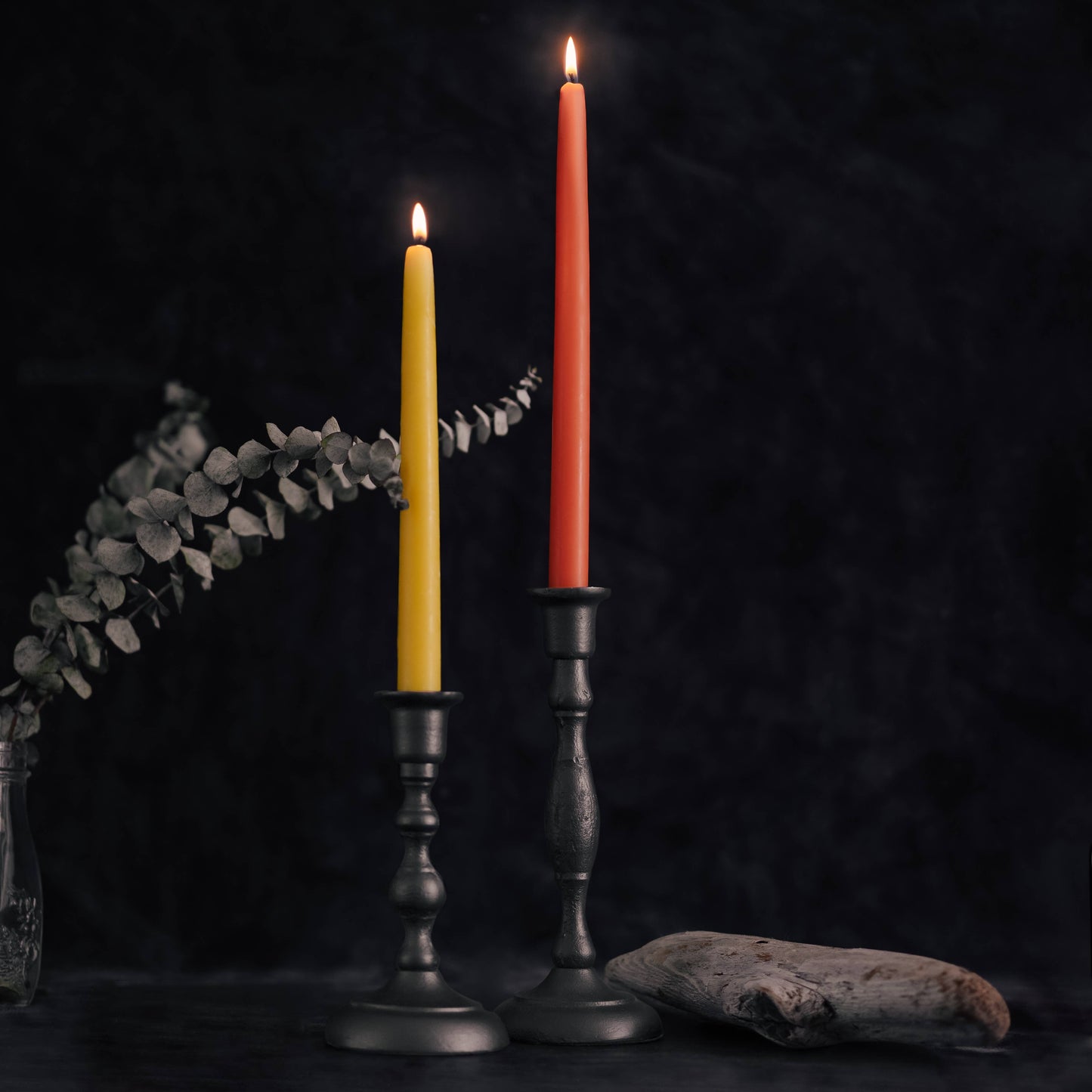 Pair of Hand-Dipped Beeswax Taper Candles: 8" / Red Bluecorn Candles