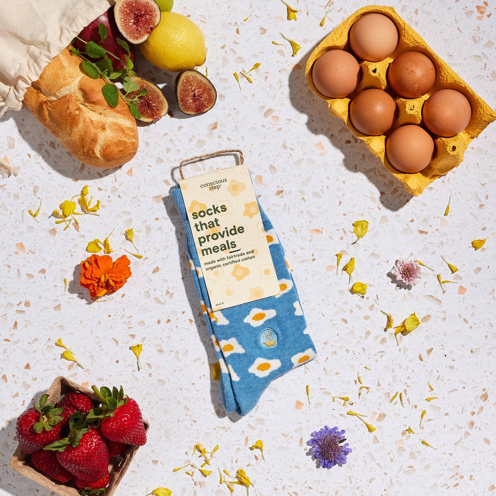 Socks that Provide Meals (Blue Eggs) Conscious Step