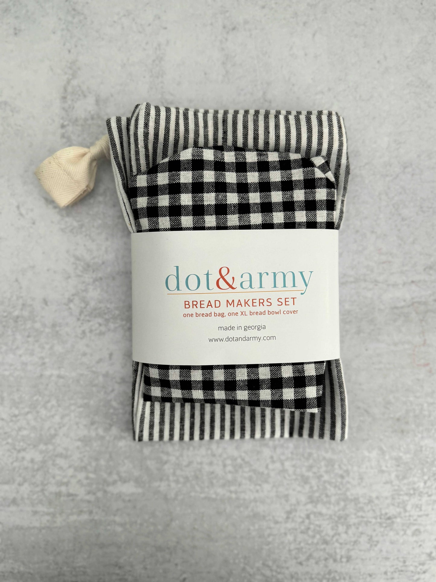 Stripe and Check Bread Makers Set, bread bag & bowl cover Dot and Army