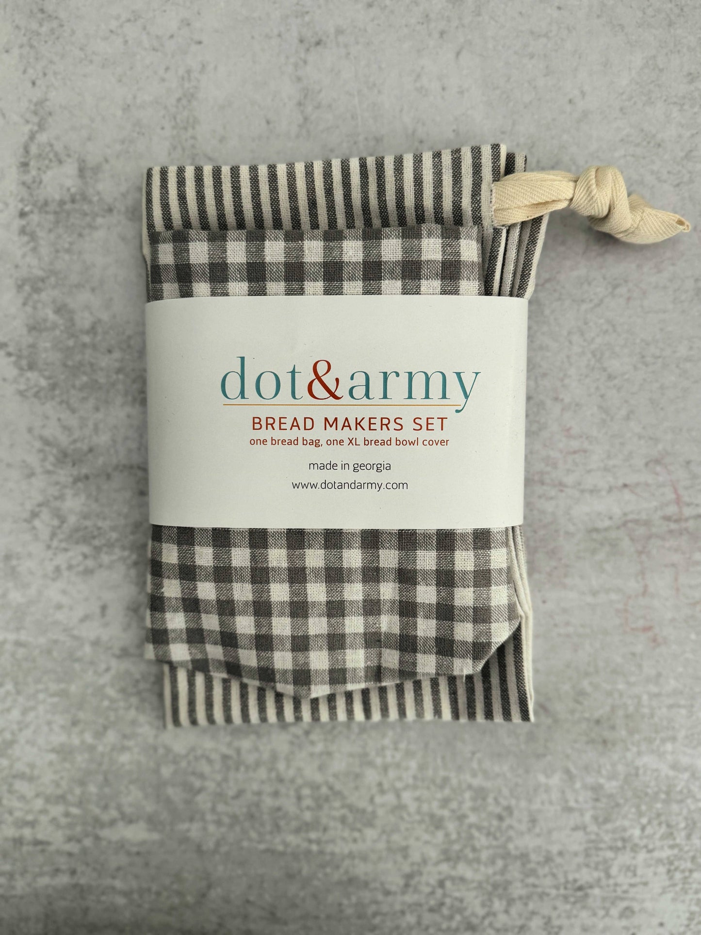 Stripe and Check Bread Makers Set, bread bag & bowl cover Dot and Army