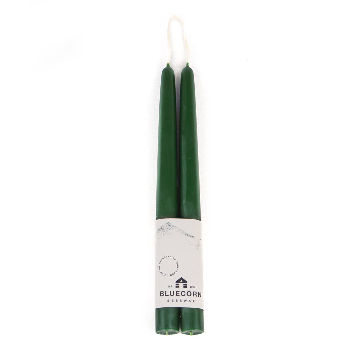 Pair of Hand-Dipped Beeswax Taper Candles: 8" / Pistachio Bluecorn Candles