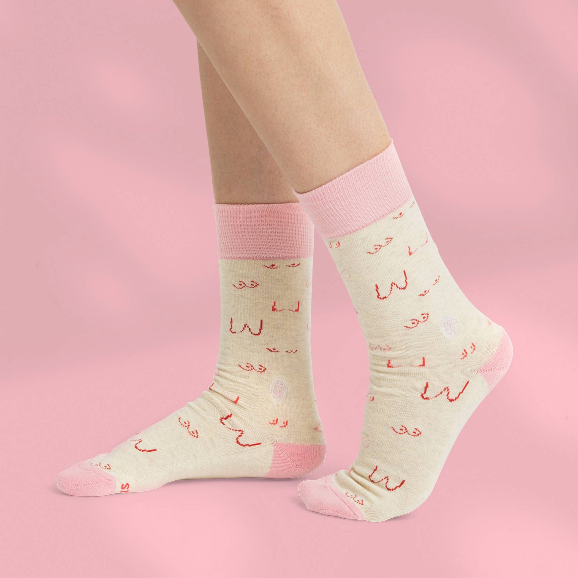 Socks that Support Self-Checks (Pink Tatas) Conscious Step