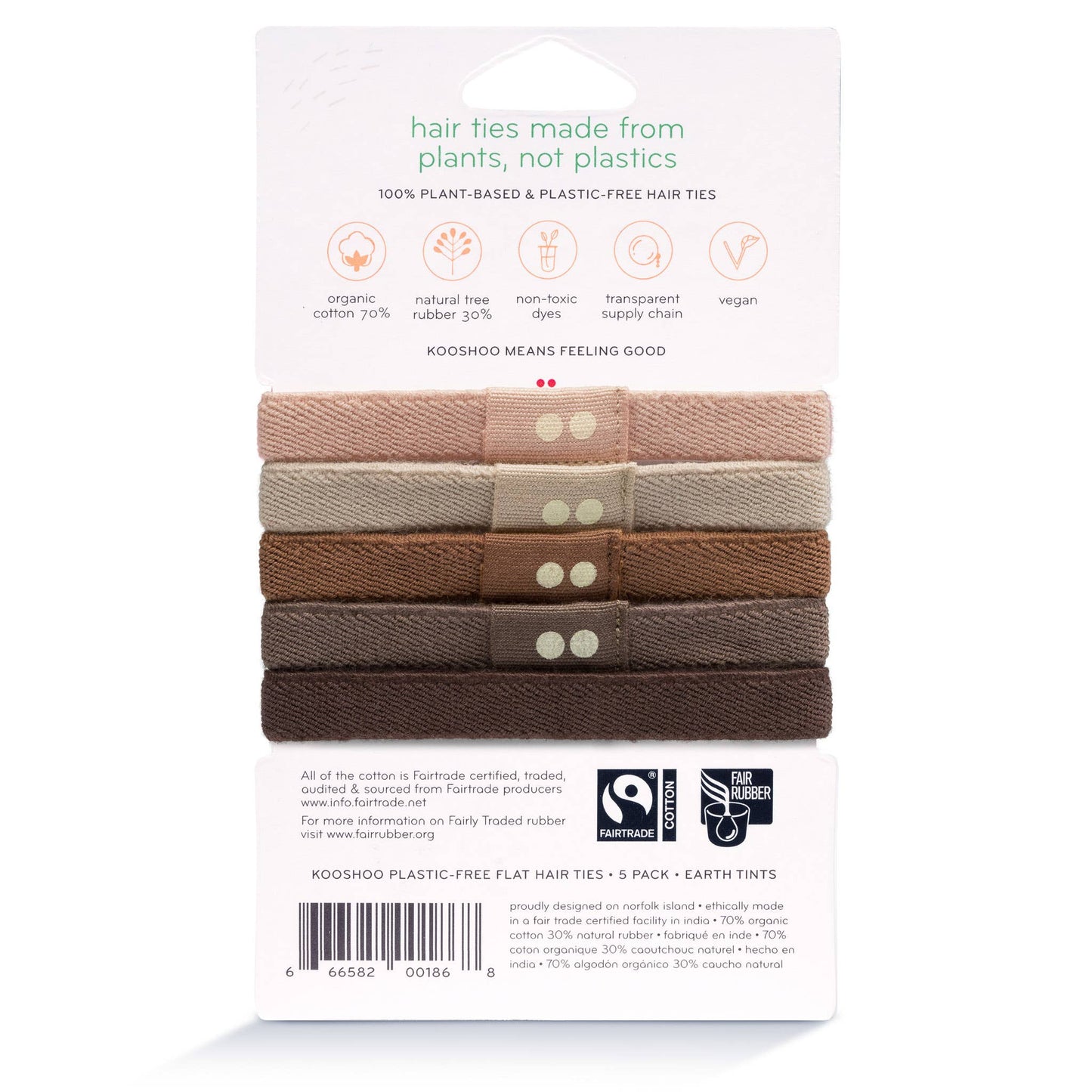 Plastic-free Flat Hair Ties - Earth Tints KOOSHOO