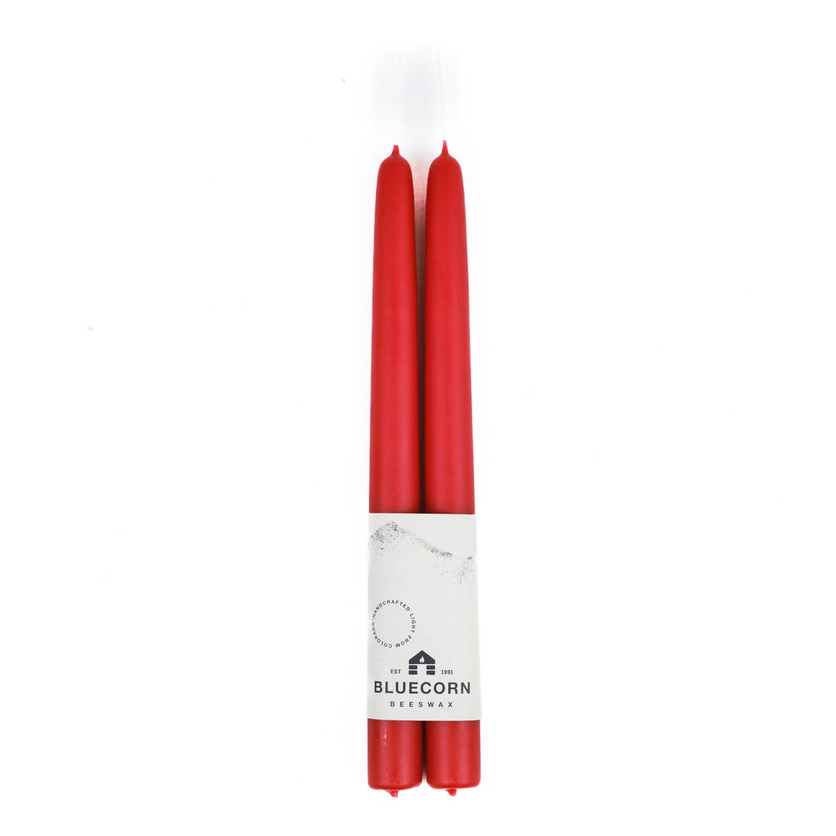 Pair of Hand-Dipped Beeswax Taper Candles: 8" / Ivory Bluecorn Candles