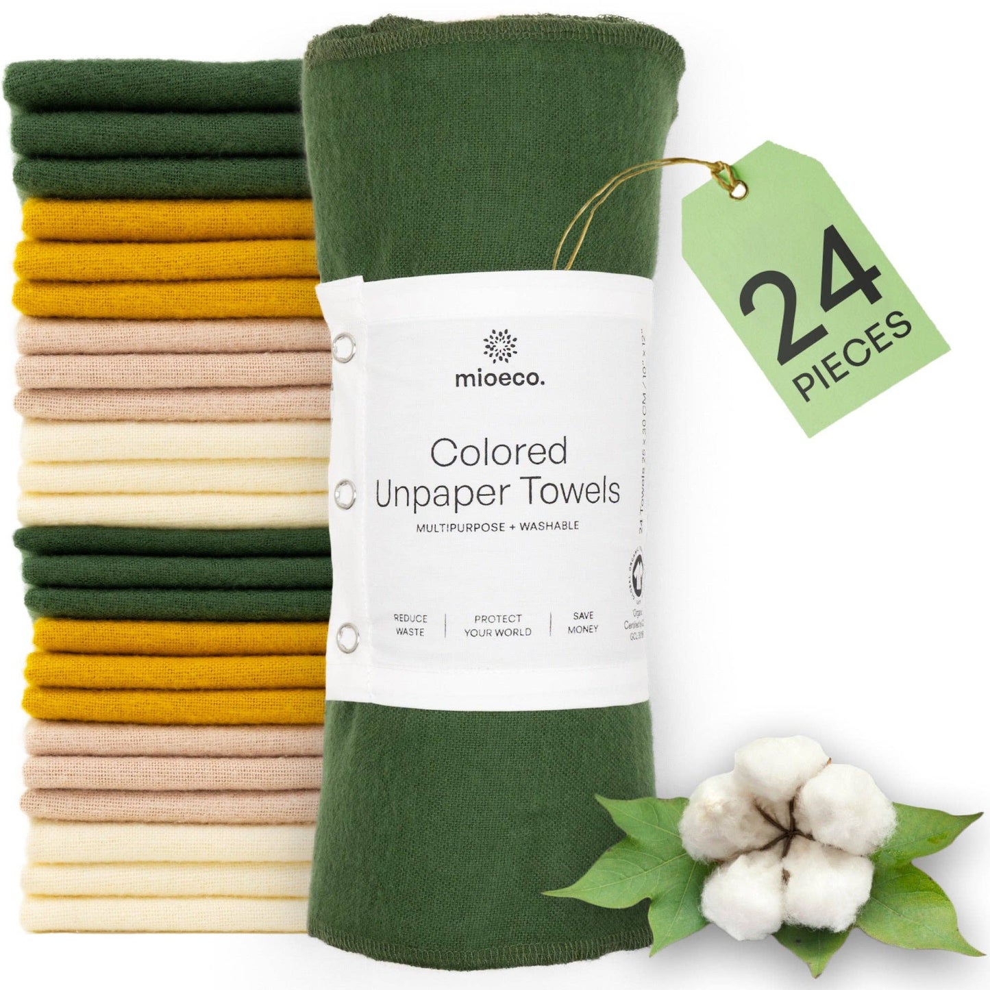 24 Pack Multicolored Reusable Paper Towels