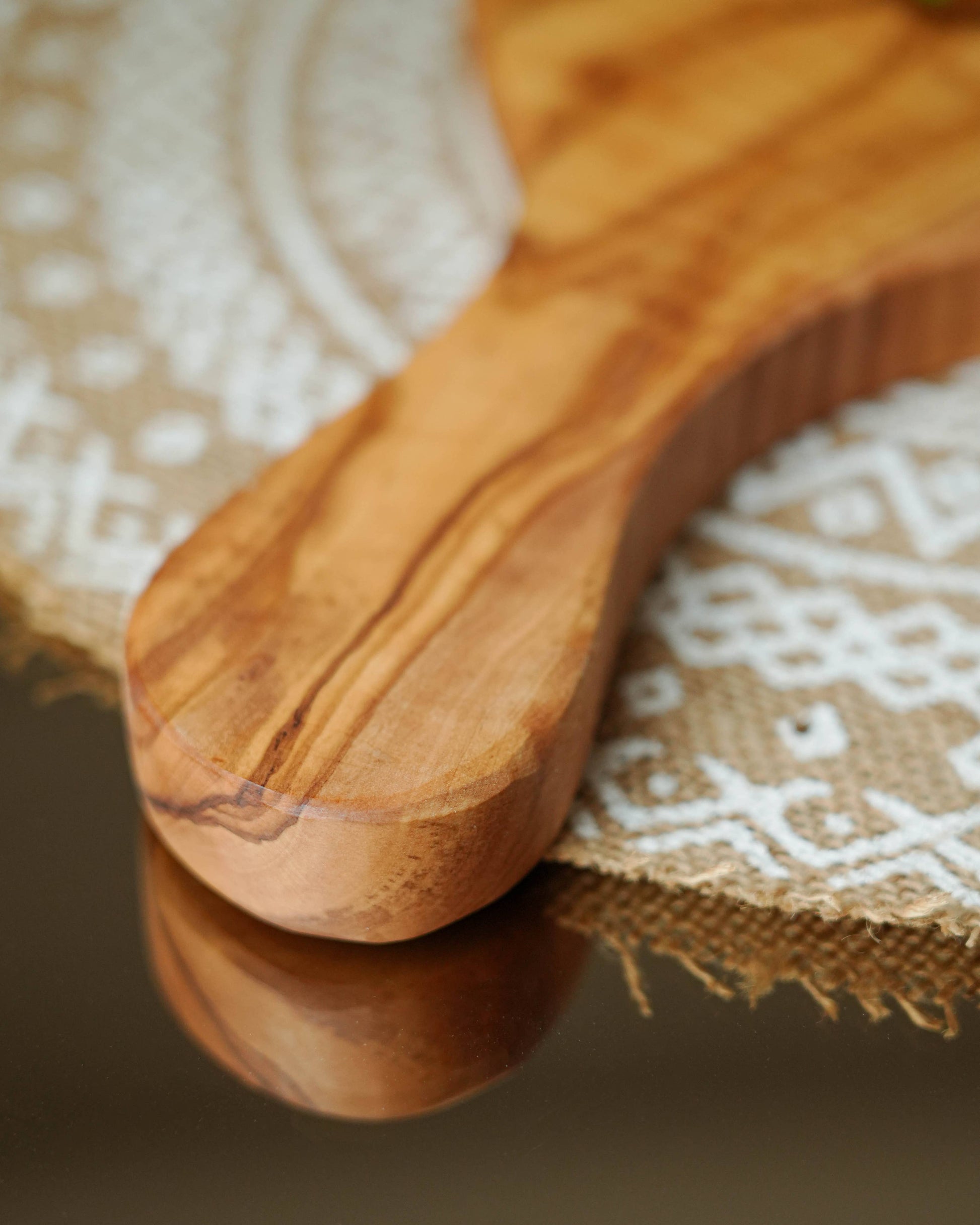 Irregular Shaped Cutting Board with Handle Handcrafted Olivewood